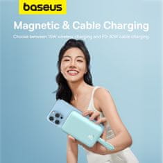 BASEUS Mini Powerbank MagSafe 10000mAh 20W z Lightning kablom za iPhone 0,3 m, modra