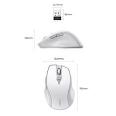 Ugreen Ergonomična brezžična miška za računalnik MU101 Bluetooth 2,4 GHz bela