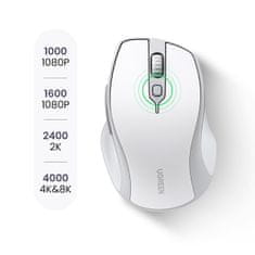 Ugreen Ergonomična brezžična miška za računalnik MU101 Bluetooth 2,4 GHz bela