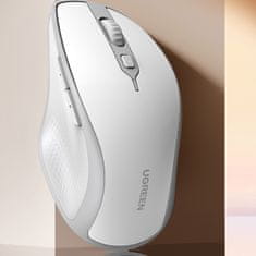 Ugreen Ergonomična brezžična miška za računalnik MU101 Bluetooth 2,4 GHz bela