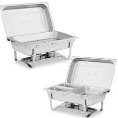 Royal Catering Bufetski grelnik za jedi v obliki paste z posodami GN 2 x 8 l – komplet 2 kosov.