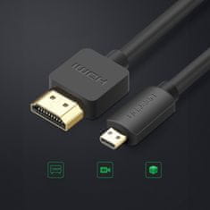 Ugreen Kabel za avdio in video microHDMI - HDMI 2.0 1 m črn