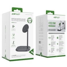 AceFast 2v1 Brezžični polnilnik Qi 15 W in stojalo za iPhone in Apple AirPods E6 črn