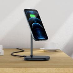 AceFast 2v1 Brezžični polnilnik Qi 15 W in stojalo za iPhone in Apple AirPods E6 črn