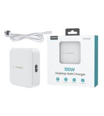 Choetech Močan omrežni polnilnik GaN 100 W 2x USB-A 2x USB-C, bel