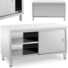 Royal Catering Delovni pult s omarico in drsnimi vrati 150 x 70 x 85 cm
