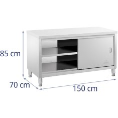 Royal Catering Delovni pult s omarico in drsnimi vrati 150 x 70 x 85 cm