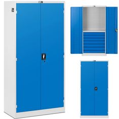 MSW Delovna omara z 7 predali, perforirana, 182 x 92 x 46 cm