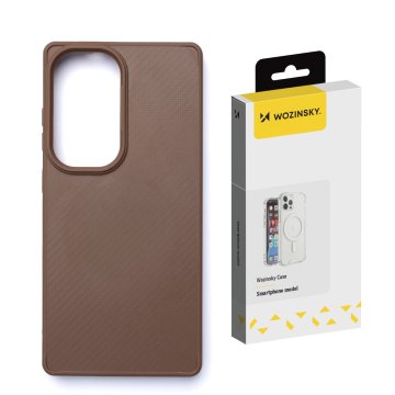 WOZINSKY Etui plecki na Samsung Galaxy S25 Carbon Fibre Case z MagSafe - rjave