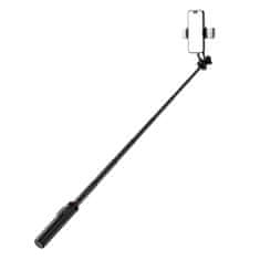 HURTEL Teleskopski selfie palica z daljinskim upravljalnikom + 2x LED lučka stojalo tripod za telefon 1,3 m aluminij - črn
