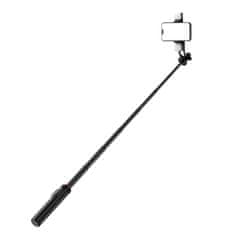 HURTEL Teleskopski selfie palica z daljinskim upravljalnikom + 2x LED lučka stojalo tripod za telefon 1,3 m aluminij - črn