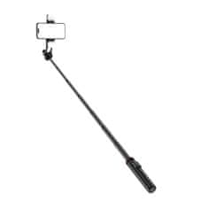 HURTEL Teleskopski selfie palica z daljinskim upravljalnikom + 2x LED lučka stojalo tripod za telefon 1,3 m aluminij - črn