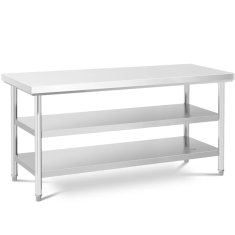Royal Catering Delovna miza, centralna, jeklena, 2 police, 180 x 70 cm, do 600 kg