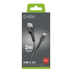 SBS Kabel USB-A - USB-C 2 m - črn