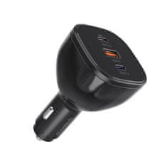 Choetech Avtomobilski polnilnik 160 W 2x USB-C PD 3.1 1x USB-A – črn