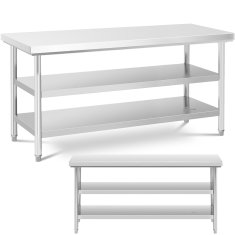 Royal Catering Delovni pult, jeklen, 2 police, 180 x 60 cm