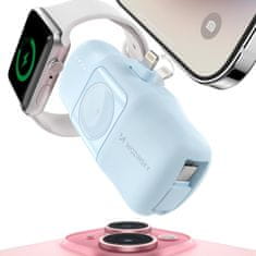 WOZINSKY Mini powerbank 5000mAh 15W iPhone Lightning in polnilnik za Apple Watch - modra