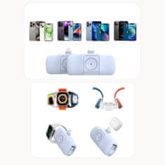 WOZINSKY Mini powerbank 5000mAh 15W iPhone Lightning in polnilnik za Apple Watch - modra