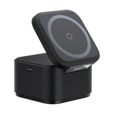 BASEUS 2v1 brezžični polnilnik 20 W MagSafe Qi z raztegljivim kablom USB-C, črn