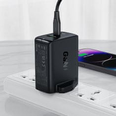 AceFast Mrežni polnilnik z angleškim vtičem UK GaN 65 W 1x USB 2x USB-C PD bel