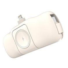 WOZINSKY Mini powerbank 5000mAh 15W iPhone Lightning in polnilnik za Apple Watch - bež