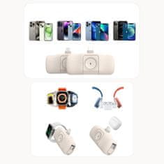 WOZINSKY Mini powerbank 5000mAh 15W iPhone Lightning in polnilnik za Apple Watch - bež