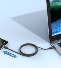 Choetech USB-C kabel 240 W PD 3.1 z magnetnim organizatorjem 1,2 m – črn