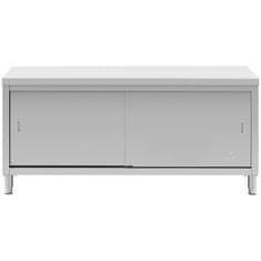 Royal Catering Delovni pult s omarico in drsnimi vrati 180 x 70 x 85 cm