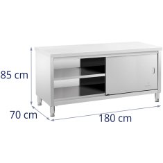 Royal Catering Delovni pult s omarico in drsnimi vrati 180 x 70 x 85 cm