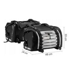 ROCKBROS Dvojna vodotesna torba za motorno kolo, dve torbi, velika prostornina 60 l, siva