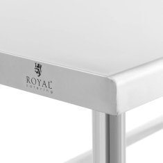 Royal Catering Delovni pult iz nerjavečega jekla, pritrjen na steno, z robom 150 x 70 cm