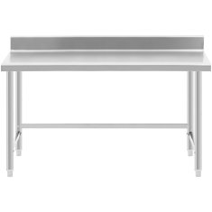Royal Catering Delovni pult iz nerjavečega jekla, pritrjen na steno, z robom 150 x 70 cm