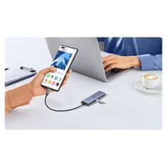Ugreen 6v1 HUB adapter USB-C - HDMI / USB-A / čitalnik kart SD TF - siv