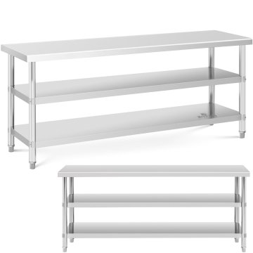 Royal Catering Delovna miza iz nerjavečega jekla z 2 policami 200x60cm