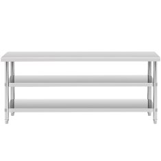 Royal Catering Delovna miza iz nerjavečega jekla z 2 policami 200x60cm