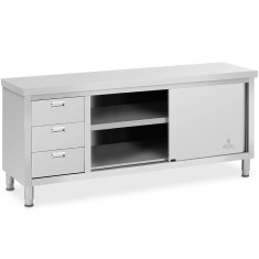 Royal Catering Delovni pult s omaro z drsnimi vrati in 3 predali 200 x 60 x 85 cm