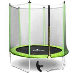Gymrex Vrtna trampolina z mrežo in zaščito za vzmeti, premer 244 cm, do 80 kg, črno-zelena