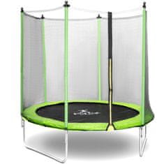 Gymrex Vrtna trampolina z mrežo in zaščito za vzmeti, premer 244 cm, do 80 kg, črno-zelena