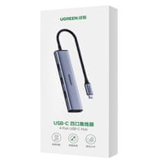 Ugreen USB-C razdelilnik HUB na 4x USB 3.2 srebrni