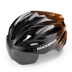 ROCKBROS Kolesarska čelada z odstranljivimi očali z UV filtrom, unisex - črno-rjava