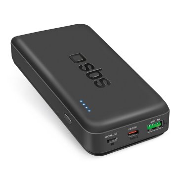 SBS Powerbank 20000 mAh PD USB-C USB-A Micro-USB 20W - črn