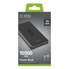 SBS Powerbank 10000 mAh Power Delivery 20W - črn