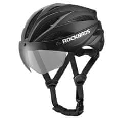 ROCKBROS Kolesarska čelada z odstranljivimi očali z UV filtrom, unisex - črno-rjava