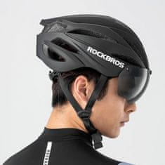 ROCKBROS Kolesarska čelada z odstranljivimi očali z UV filtrom, unisex - črno-rjava