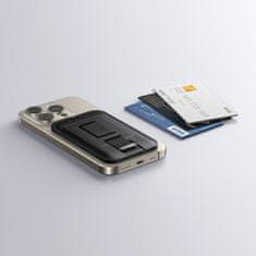 Ugreen Magnetic Wallet MagSafe denarnik za kartice s stojalom in držalom za prst - črn
