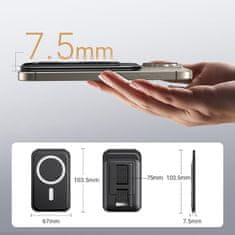 Ugreen Magnetic Wallet MagSafe denarnik za kartice s stojalom in držalom za prst - črn
