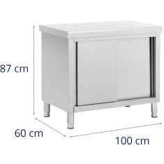 Royal Catering Delovni pult s prehodno omarico STAL 100 x 60 cm