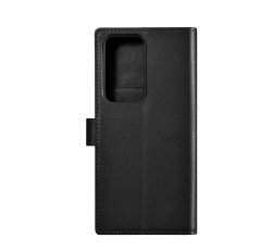 iCARER Usnjen etui za Samsung Galaxy S23 Ultra Wallet Case črn