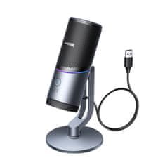Ugreen Stojni mikrofon za pisalno mizo USB-A RGB LED - srebrni