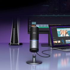 Ugreen Stojni mikrofon za pisalno mizo USB-A RGB LED - srebrni